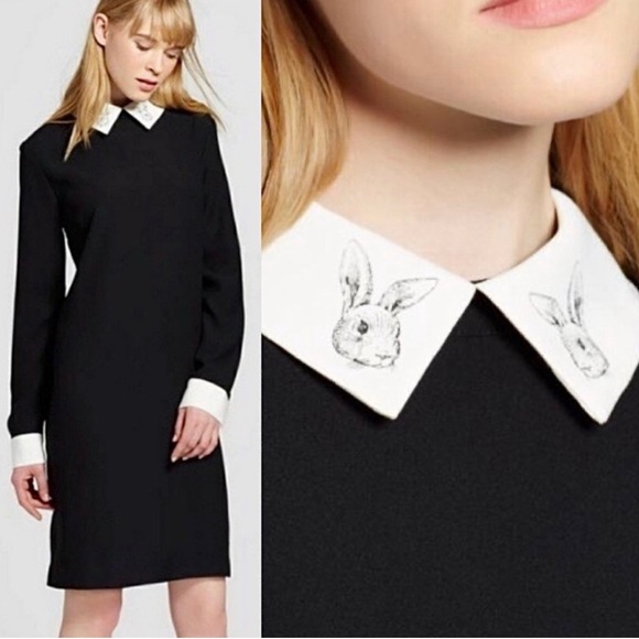 Victoria Beckham for Target Black Dress with Rabbit Collar - Picture 1 of 3